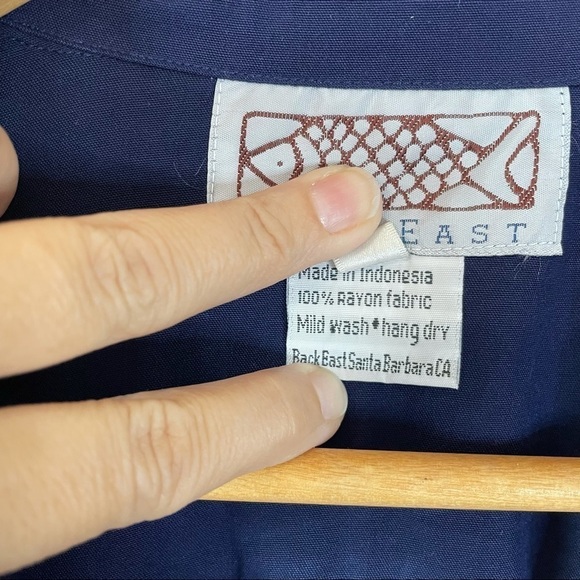 Vintage Rayon Navy Blue Island Back East Island Button Front Shirt Size XL - Picture 5 of 6